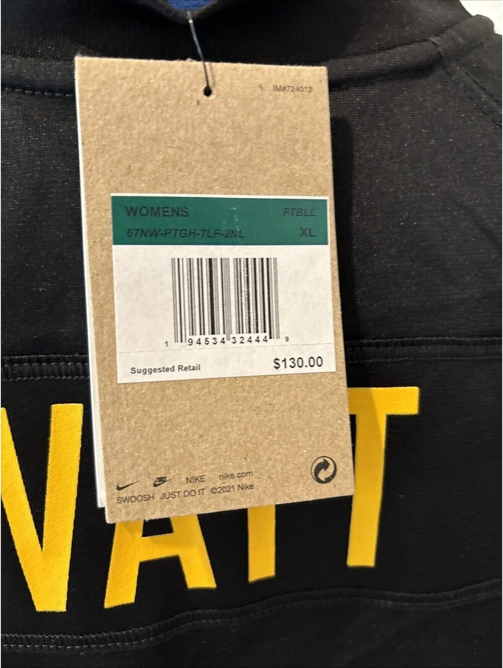 Nike T.J. Watt Pittsburgh Steelers #90 Game Jersey Women’s XL NWT NFL